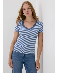 Stripe Lace Detail T-Shirt