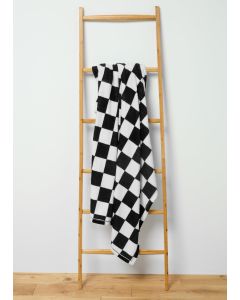 Monochrome Checkerboard Print Throw-Black/White-One Size