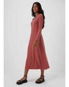 Ribbed Sccop Neck Midi Dress