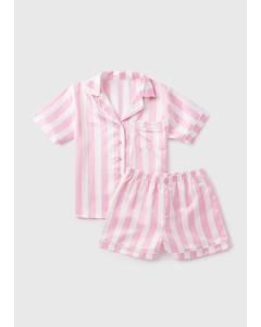 Girls Satin Pyjama Top & Shorts Set