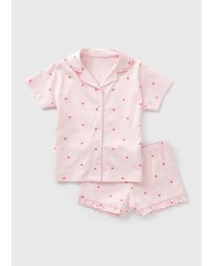 Girls Heart Button Up Pyjama Set