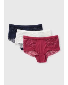 3 Pack Multicoloured Brushed Midi Knickers