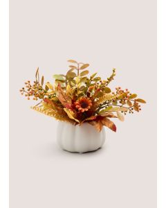 Plant in Pumpkin Pot (14cmx14cmx22cm)-Orange