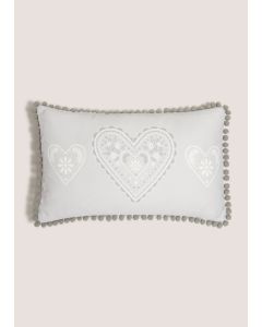 Printed Heart Cushion-Grey-One Size