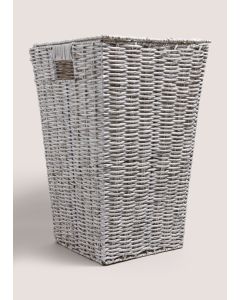 Woven Plastic Laundry Basket (50x32x32cm)-Grey