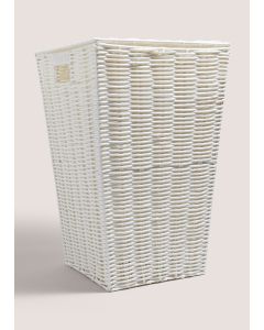 Woven Plastic Laundry Basket (50x32x32cm)-White