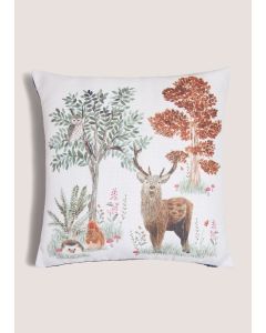 Woodland Animal Cushion (43X43Cm)-White