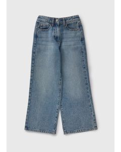 Girls Mid Wash Wide Leg Jeans