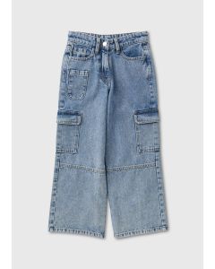 Girls Wide Leg Cargo Jeans