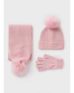 3 Piece Girls Sparkle Hat, Gloves & Scarf Set