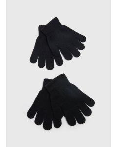 2 Pack Kids Gloves-Black-One Size