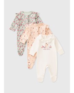 3 Pack Girls Floral Sleepsuits