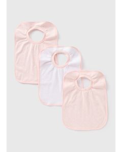 3 Pack Baby Patterned Bibs-Pink-One Size