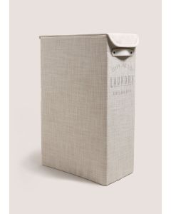 Narrow Linen Laundry Basket-Grey-One Size