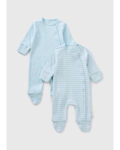 2 Pack Baby Ribbed Sleepsuits