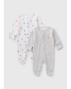 2 Pack Baby Animal Sleepsuits