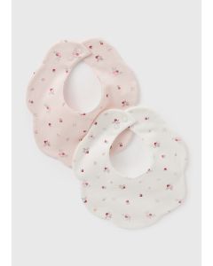 2 Pack Baby Floral Frill Bibs-Pink-One Size