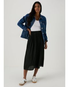 Satin Pleated Midi Skirt