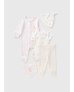 5 Pack Baby Safari Sleepsuits