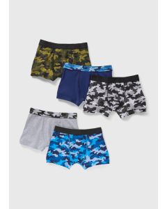 5 Pack Boys Camouflage Trunks