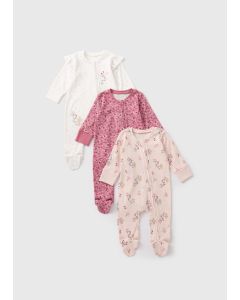 3 Pack Girls Floral Sleepsuits