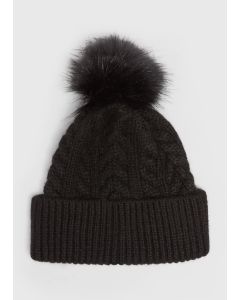 Cable Beanie-Black-One Size