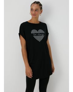 Longline Heart Slogan T-Shirt