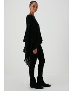 Sequin Poncho-Black-One Size