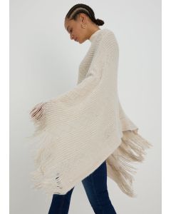 Sequin Poncho-Off White-One Size