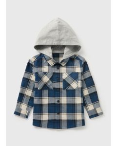 Boys Checked Hooded Shacket