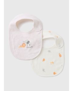 2 Pack Baby Safari Bibs-White-One Size