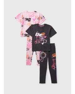 2 Pack Girls Graffiti Top & Legging Set