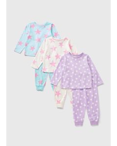 3 Pack Girls Star Pyjamas