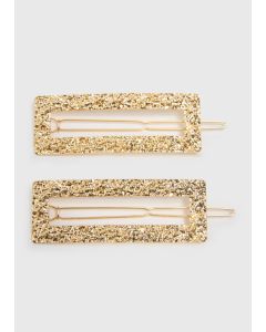 2 Pack Texture Clips-Gold-One Size