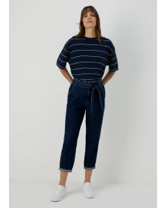 Indigo Paperbag Belted Jeans