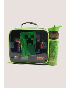 Minecraft Lunch Bag, Drinks Bottle & Snack Box Set-Green-One Size