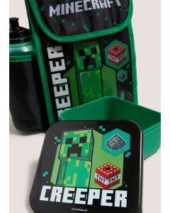 Minecraft Lunch Bag, Drinks Bottle, & Snack Box Set-Black-One Size