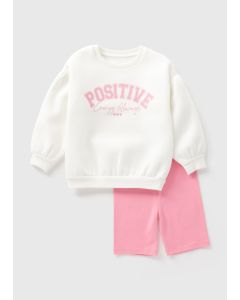 Girls Positive Sweatshirt & Cycling Shorts Set