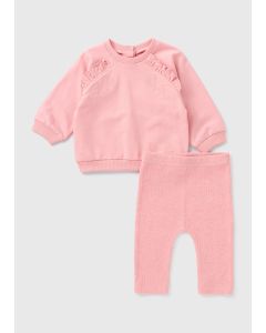 Baby Embroidered Sweatshirt & Leggings Set