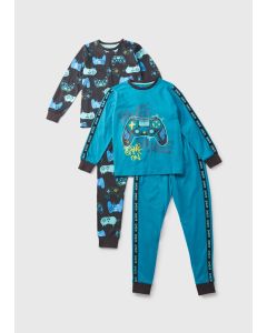 2 Pack Boys Gamer Top & Bottoms Pyjama Set