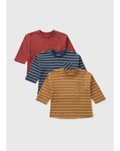 3 Pack Boys Striped Long Sleeve T-Shirts