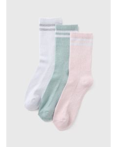 3 Pack Sparkle Sports Crew Socks-Multi-One Size