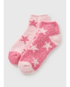 2 Pack Star Cosy Socks-Pink-One Size