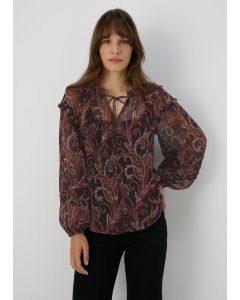 Paisley Chiffon Frill Blouse