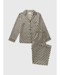 Monochrome Stripe Satin Pyjama Set