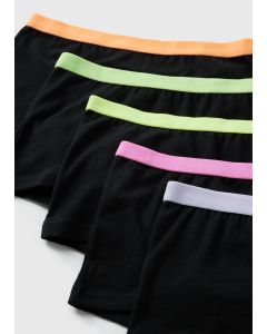 5 Pack Girls Neon Trim Hipsters