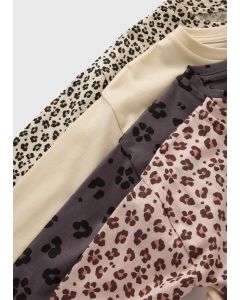 5 Pack Girls Leopard Print Long Sleeve Tops