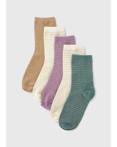 5 Pack Stripe Crew Socks-Multi-One Size