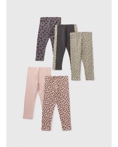 5 Pack Girls Leopard Print Leggings