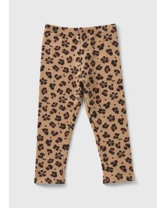 Girls Brown Leopard Print Leggings